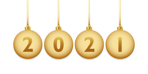golden colored christmas balls 2021 vector illustration EPS10