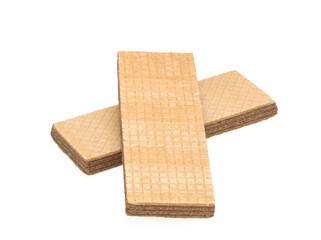 Two biscuit waffles on a white background