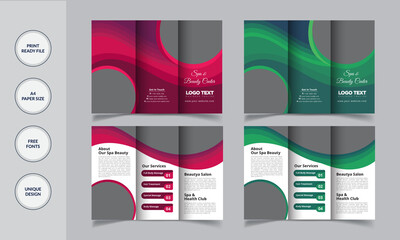 Spa trifold brochure template Vector Design.
Brochure Flyer Layout Template.
Template details:
Easy Customization and Editable
A4 format with bleed
Illustrator CS6/CC+ or later
CMYK, Print Ready, 