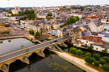 Fototapeta premium Panoramic aerial view of the city of Vierzon in the cher Department, France