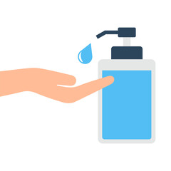 Disinfection concept. Man & women washing hands. Personal hygiene. Disinfection, antibacterial washing. Vector illustration.