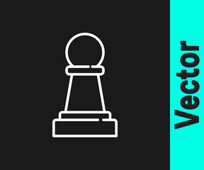 White line Chess icon isolated on black background. Business strategy. Game, management, finance. Vector.