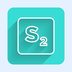 White line Bingo icon isolated with long shadow. Lottery tickets for american bingo game. Green square button. Vector.