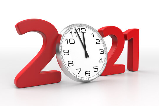 Happy New Year 2021 Concept with Clock