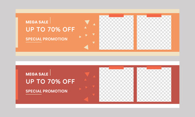 Fototapeta premium Orange and red web banner simply template vector design