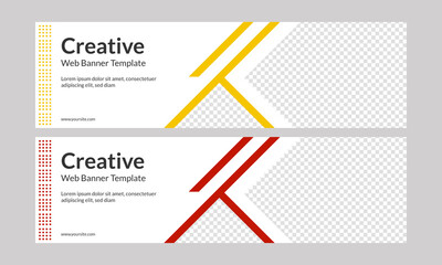 Yellow and red web banner simply template vector design