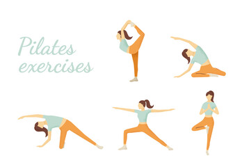 Woman in yoga/pilates positions pack 