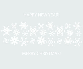 Fototapeta na wymiar Christmas card with snowflakes. Design for greeting card. Vector illustration, Merry Xmas header or banner, wallpaper or backdrop decor