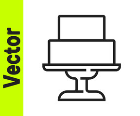 Black line Wedding cake icon isolated on white background. Vector.