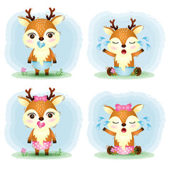 Obraz premium cute baby deer collection in the children's style