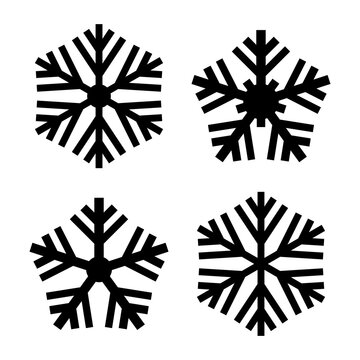 Snowflakes silhouettes icons set. Vector collection.