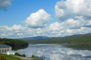 Fototapeta premium landscape with lake and clouds