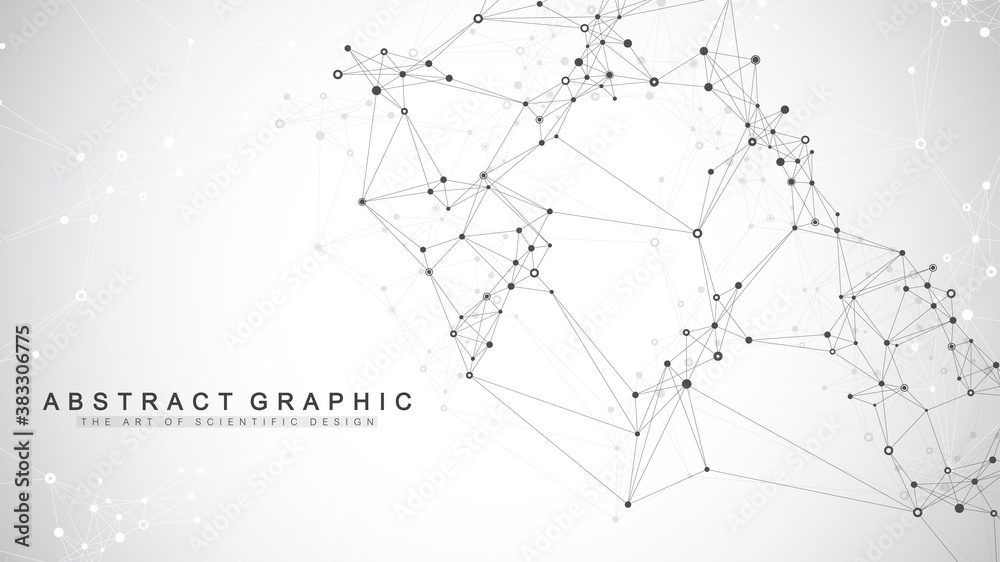 Poster Global network connection. Social network communication in the global business. World map point and line composition concept. Vector illustration.