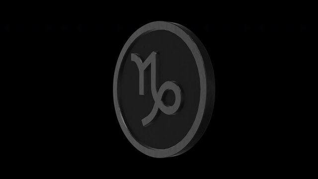 Capricorn zodiac sign medallion. Metal lead. Alpha channel