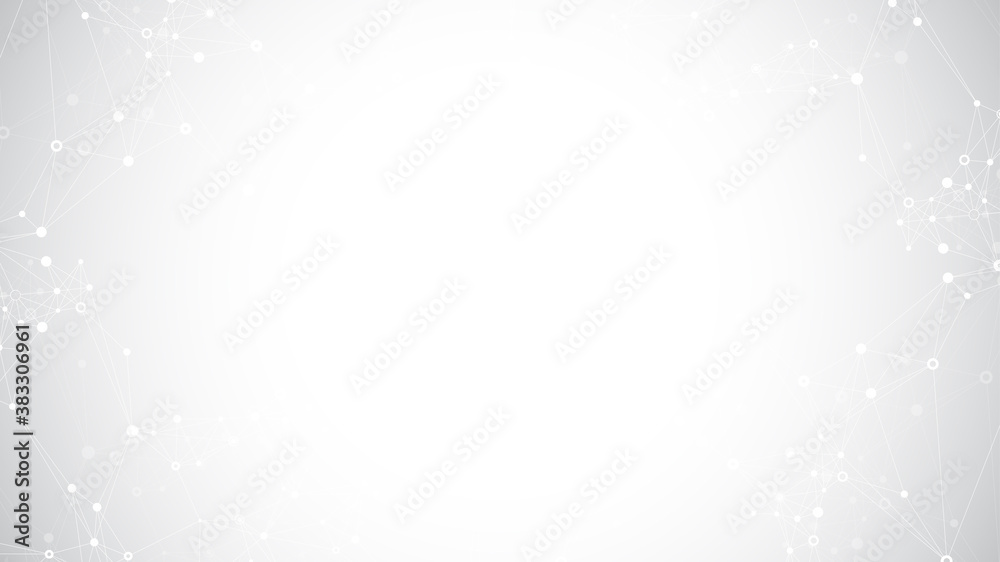 Aufkleber Geometric abstract background with connected lines and dots. Connectivity flow point. Molecule and communication background. Graphic connection background for your design. Vector illustration.