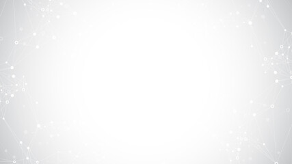 Geometric abstract background with connected lines and dots. Connectivity flow point. Molecule and communication background. Graphic connection background for your design. Vector illustration.