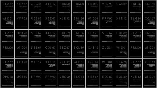 PNG Alpha.Seamless HUD puzzle square elements. Hacking effect animation.Mosaic elements.Digital infographic.Type 2