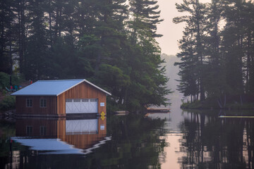 Canada Lake Print: Fine Art Photo Print - Sunrise on Stoney Lake, Ontario, Canada, Lake house, boat house