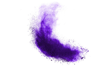 Explosion of colored powder isolated on white background. 