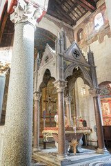Fototapeta premium Ciborium in Santa Maria in Cosmedin church - Rome Italy
