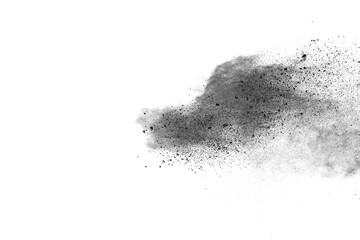 Obraz premium Black powder (Charcoal powder) scattered. Isolated on white background.&nbsp;