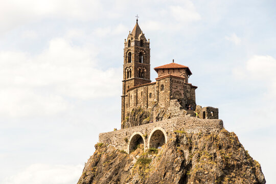 Le Puy-en-Velay, France. Views of the Saint Michel d'Aiguilhe Chapel