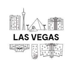 Las vegas skyline. Cute And Funny Doodle Style. Vector illustration. Original design for souvenirs
