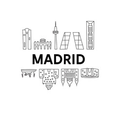 Madrid skyline. Doodle style. Vector illustration. Original design for souvenirs - obrazy, fototapety, plakaty