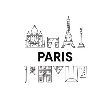 Paris skyline. Doodle Style. Vector illustration. Original design for souvenirs