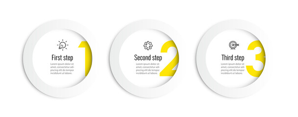 Vector Infographic design template with icons and 3 options or steps. Can be used for process diagram, presentations, workflow layout, banner, flow chart, info graph.