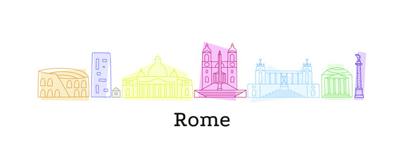 Rome monuments. Doodle style.