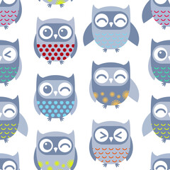 Cute owls pattern. Vector pattern seamless background. Ready for printing on textile and other seamless design.