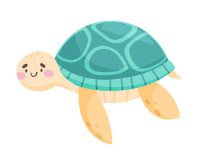 Turtle as Sea Animal Floating Underwater Vector Illustration
