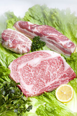 黒毛和牛サーロインと豚バラブロック