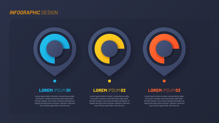 Colorful infographic design, template, concept, presentation. 3 steps