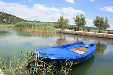Naklejka na ściany i meble boats on Lake Vrana, near Zadar, Croatia
