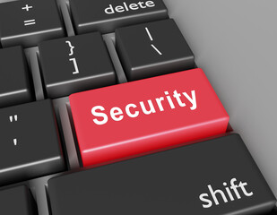 Security concept. Word security on button of computer keyboard