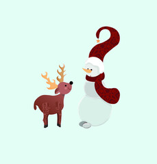 Snowman with attributes patterns and deer