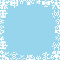Fototapeta na wymiar Beautiful snowflakes frame. Vector background for winter or christmas commercial.