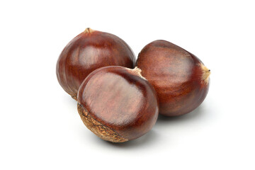 Close-up Chestnuts isolated on white background.