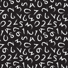 hand drawn abstract numeric seamless pattern, print for fabric or wrapping paper, education theme background texture vector