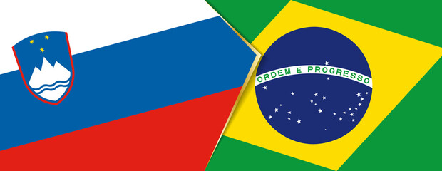 Slovenia and Brazil flags, two vector flags.