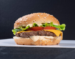 Beef Burger, black background
