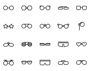 Simple set of eyeglass on white background.