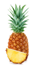 Pineapple with slices isolated on white