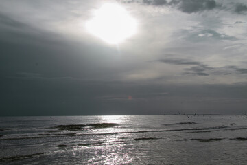 Obraz premium Mar, Cielo, Nubes, Sol, Atardecer