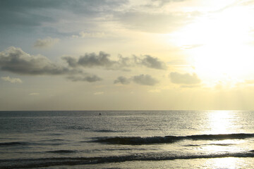 Mar, Cielo, Nubes, Sol, Atardecer