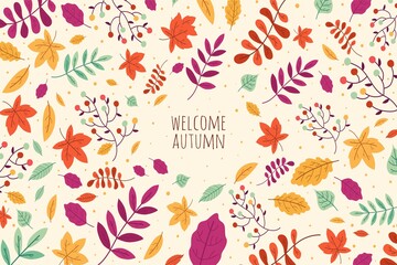 Hand drawn autumn leaves background