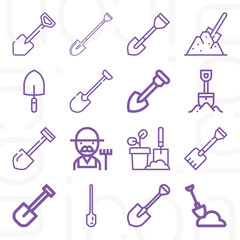 Fototapeta premium 16 pack of shovel lineal web icons set