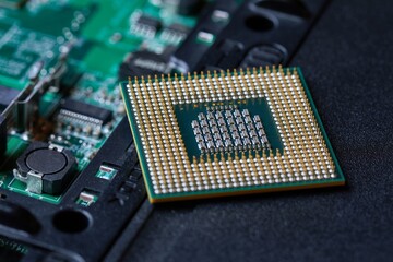 Processor cpu unit on a dissasembled laptop